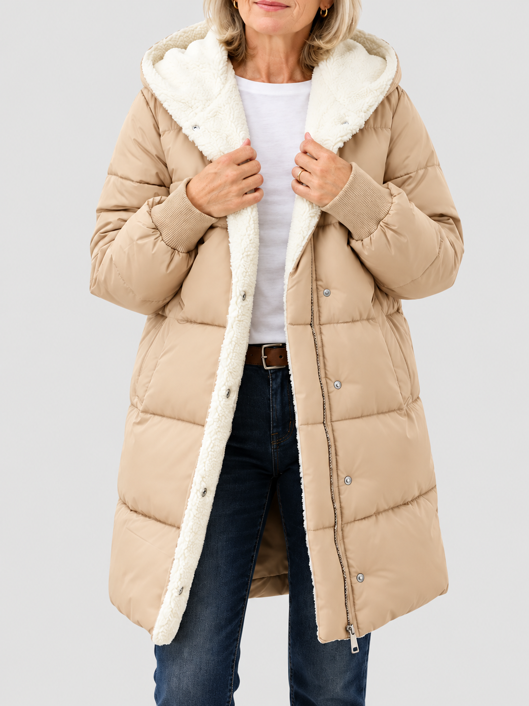 ELIZA & MAREN | LONG PADDED HOODED COAT FOR WOMEN