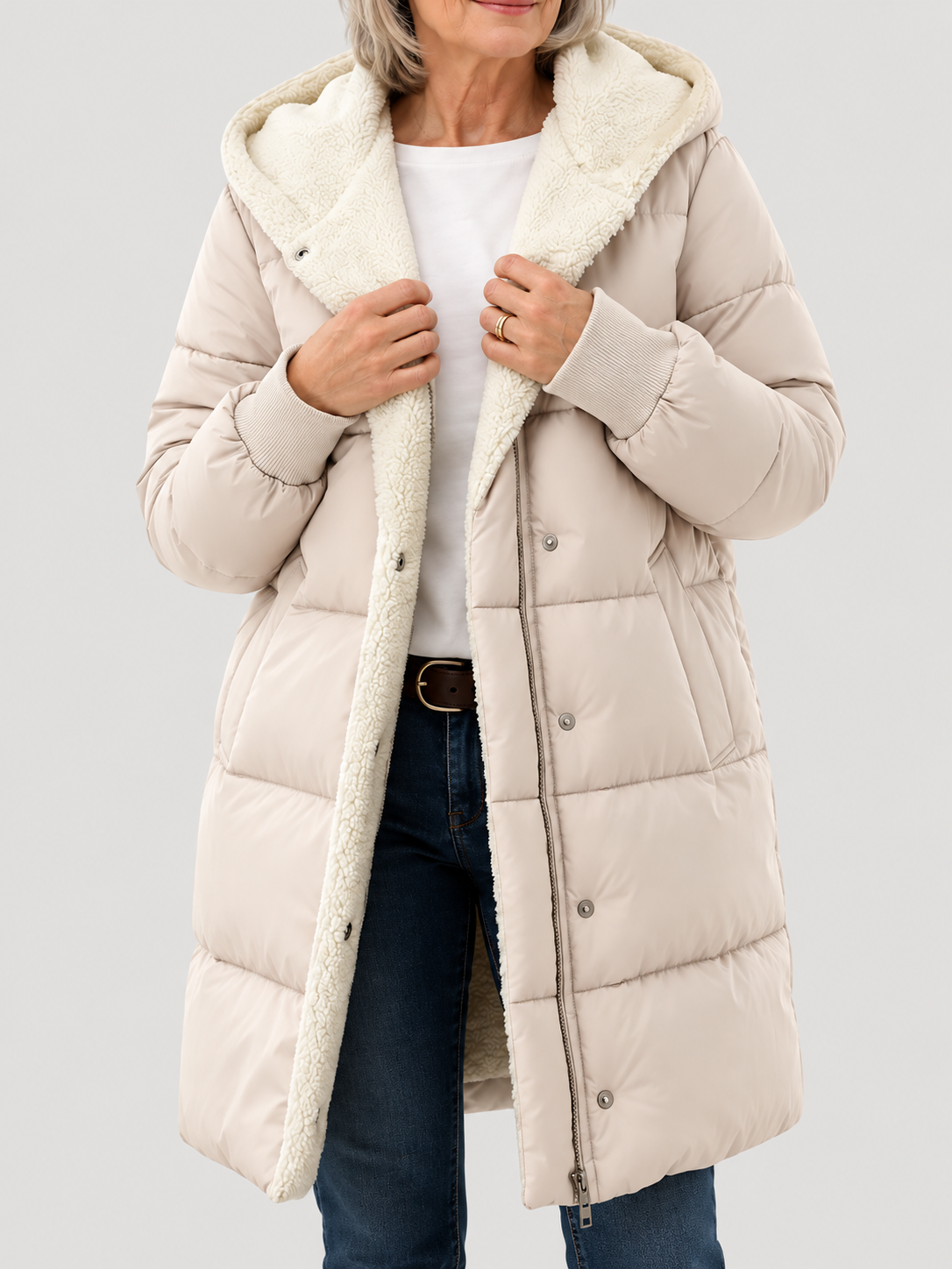 ELIZA & MAREN | LONG PADDED HOODED COAT FOR WOMEN