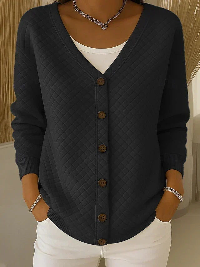 ELIZA & MAREN | QUILTED BUTTON FRONT CARDIGAN FOR WOMEN