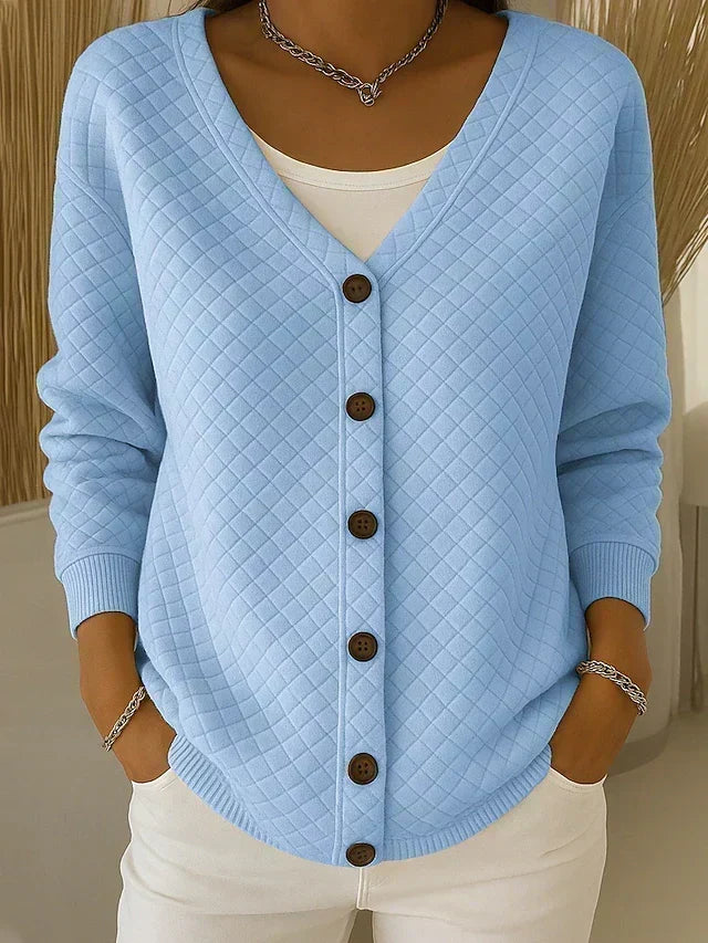 ELIZA & MAREN | QUILTED BUTTON FRONT CARDIGAN FOR WOMEN