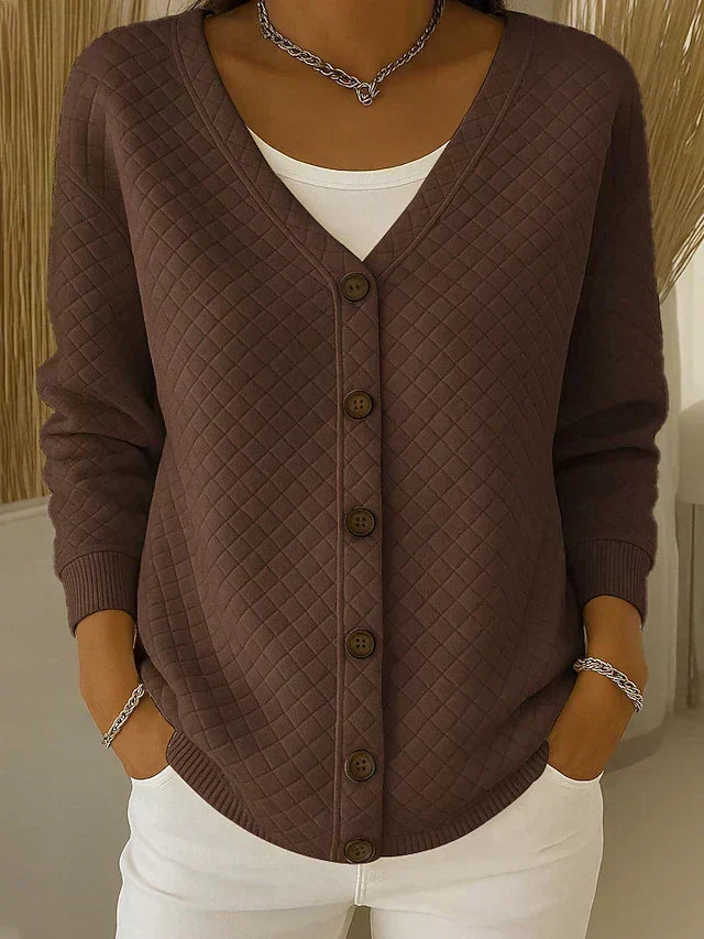 ELIZA & MAREN | QUILTED BUTTON FRONT CARDIGAN FOR WOMEN