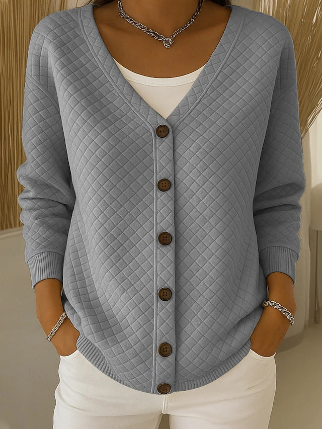 ELIZA & MAREN | QUILTED BUTTON FRONT CARDIGAN FOR WOMEN