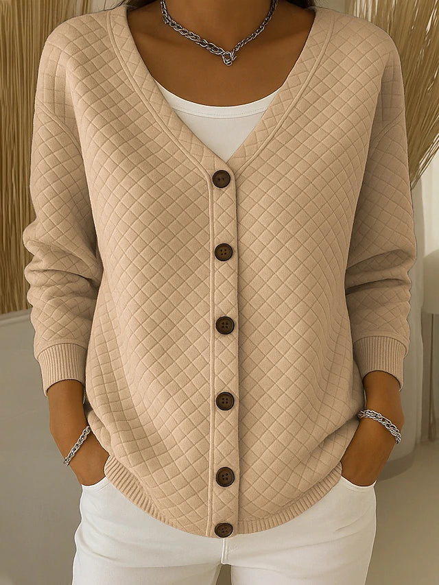 ELIZA & MAREN | QUILTED BUTTON FRONT CARDIGAN FOR WOMEN