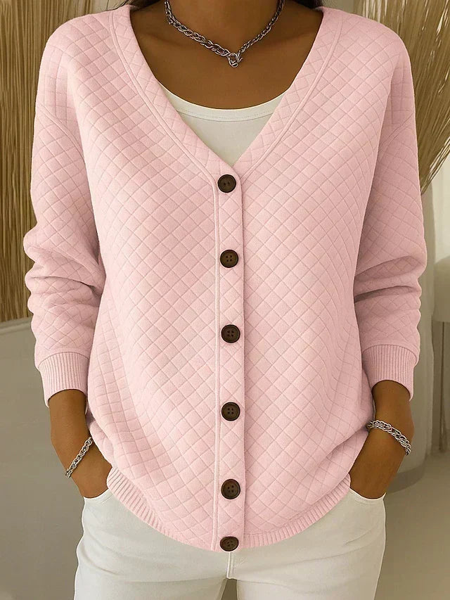 ELIZA & MAREN | QUILTED BUTTON FRONT CARDIGAN FOR WOMEN