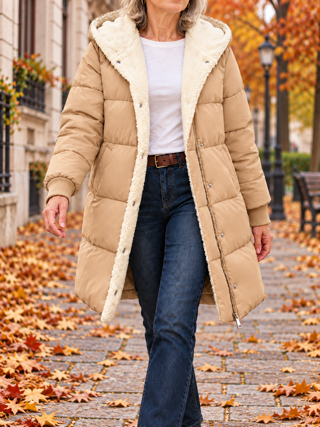 ELIZA & MAREN | LONG PADDED HOODED COAT FOR WOMEN