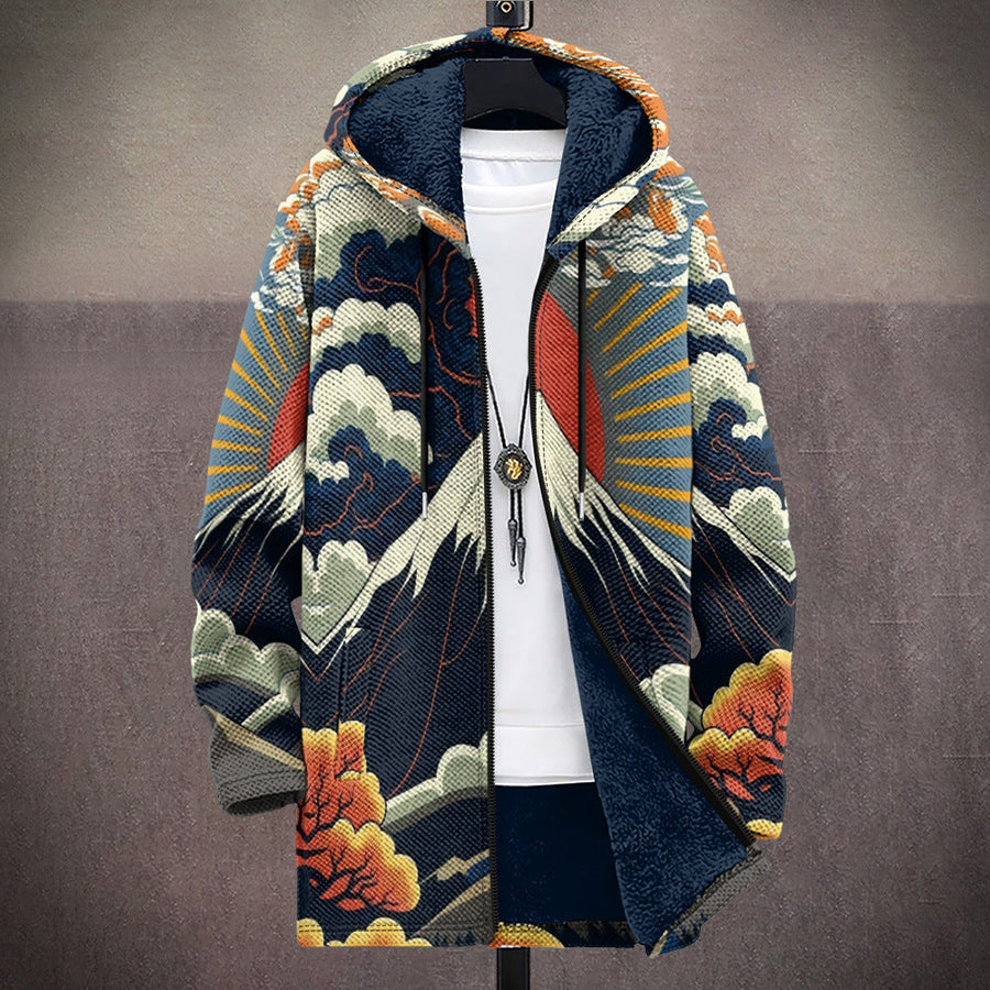 ELIZA & MAREN | NAVY ARTWORK HOODED CARDIGAN FOR WOMEN