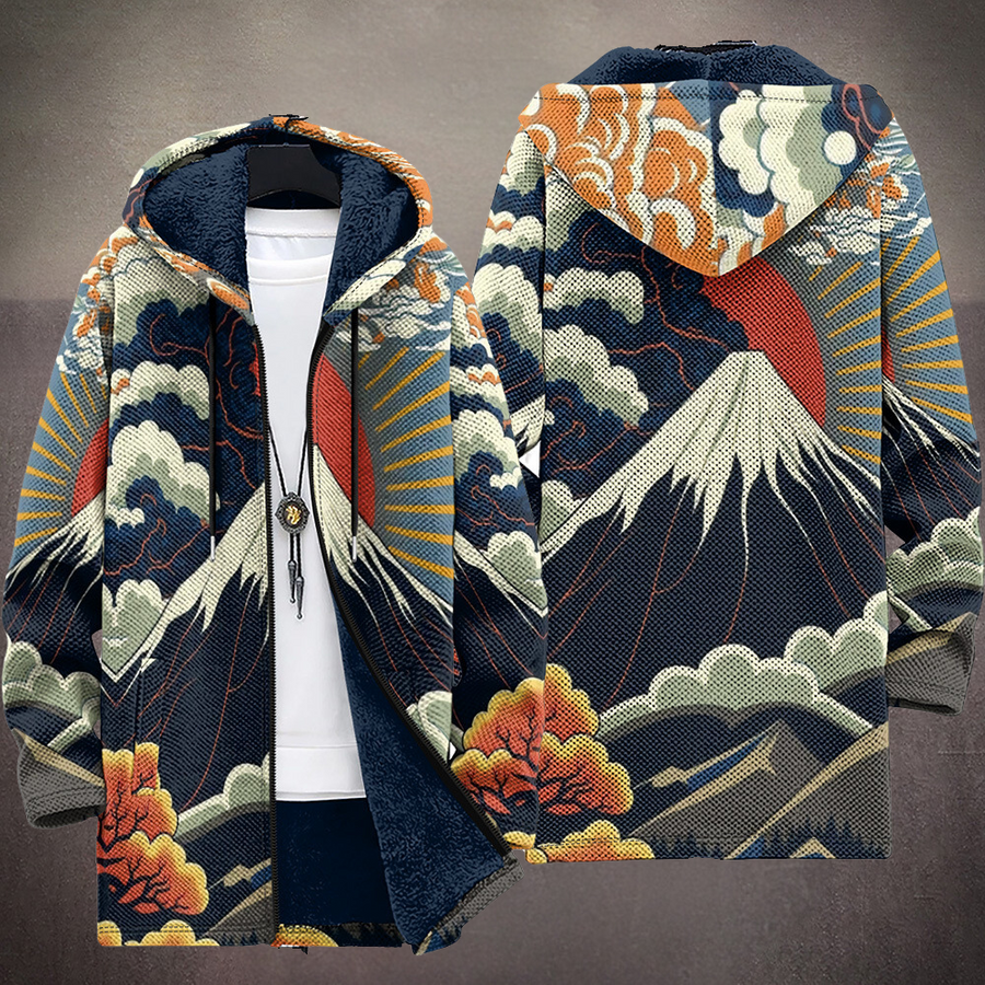 ELIZA & MAREN | NAVY ARTWORK HOODED CARDIGAN FOR WOMEN