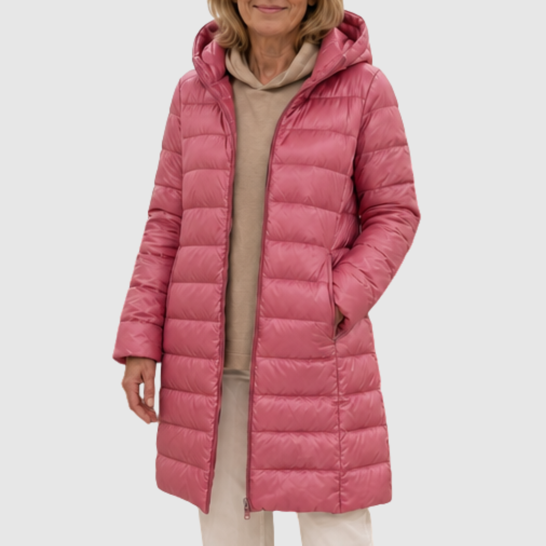 ELIZA & MAREN | HORIZONTAL QUILTED ZIP COAT FOR WOMEN