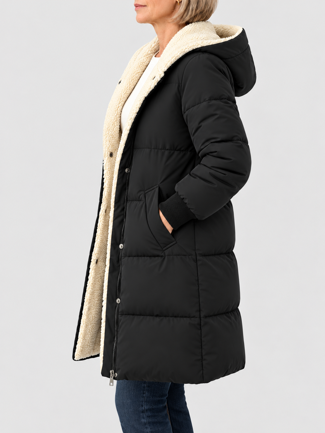 ELIZA & MAREN | LONG PADDED HOODED COAT FOR WOMEN