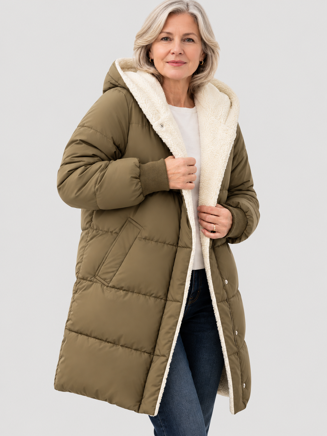 ELIZA & MAREN | LONG PADDED HOODED COAT FOR WOMEN