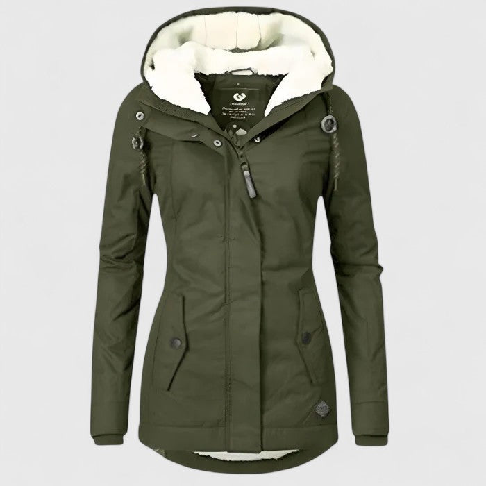 ELIZA & MAREN | CURVED HEM HOODED PARKA FOR WOMEN