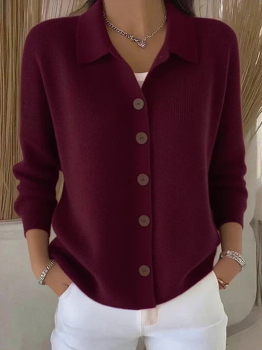 ELIZA & MAREN | COLLARED BUTTON FRONT CARDIGAN FOR WOMEN