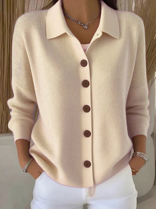 ELIZA & MAREN | COLLARED BUTTON FRONT CARDIGAN FOR WOMEN