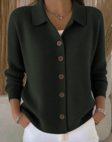 ELIZA & MAREN | COLLARED BUTTON FRONT CARDIGAN FOR WOMEN
