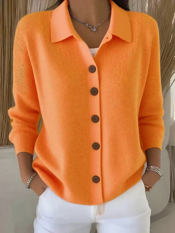 ELIZA & MAREN | COLLARED BUTTON FRONT CARDIGAN FOR WOMEN