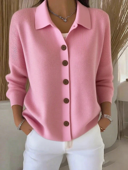 ELIZA & MAREN | COLLARED BUTTON FRONT CARDIGAN FOR WOMEN