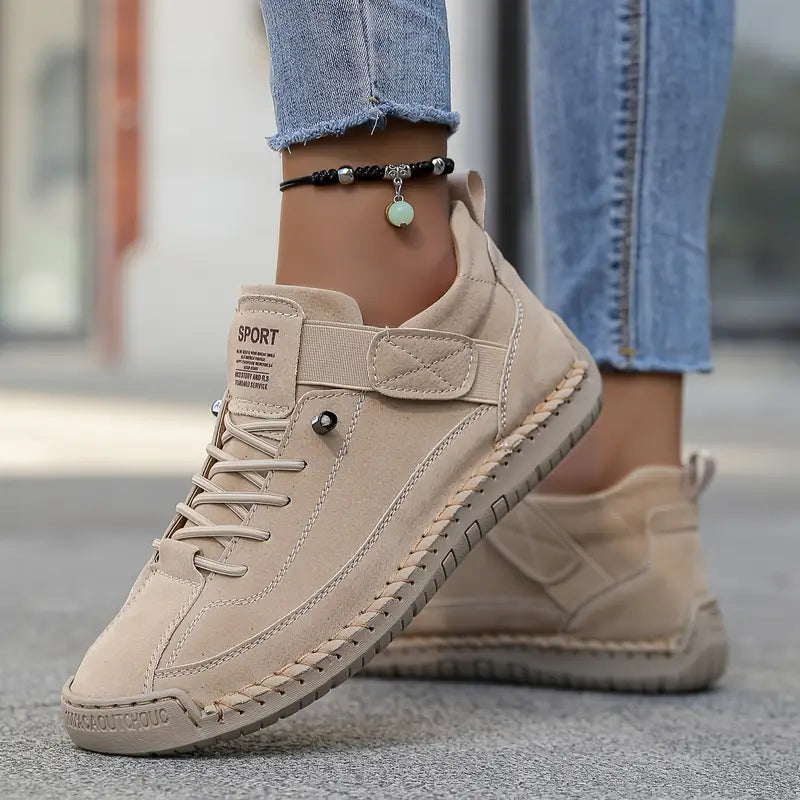 ELIZA & MAREN | BEIGE STITCHED SNEAKERS FOR WOMEN