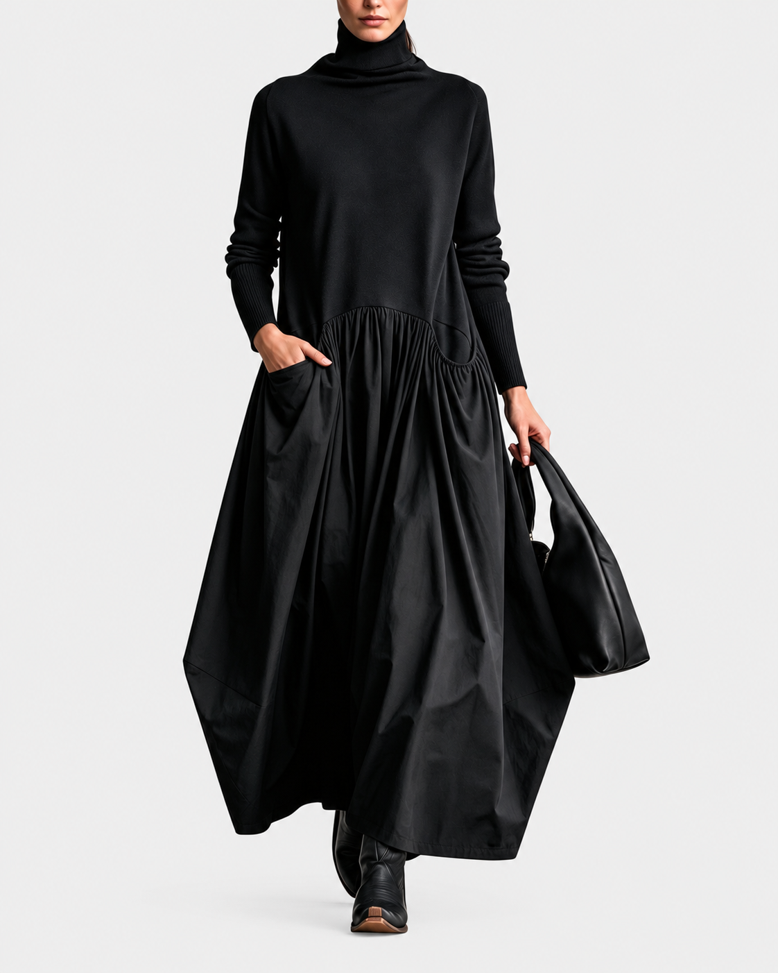 ELIZA & MAREN | HIGH COLLAR MAXI DRESS FOR WOMEN