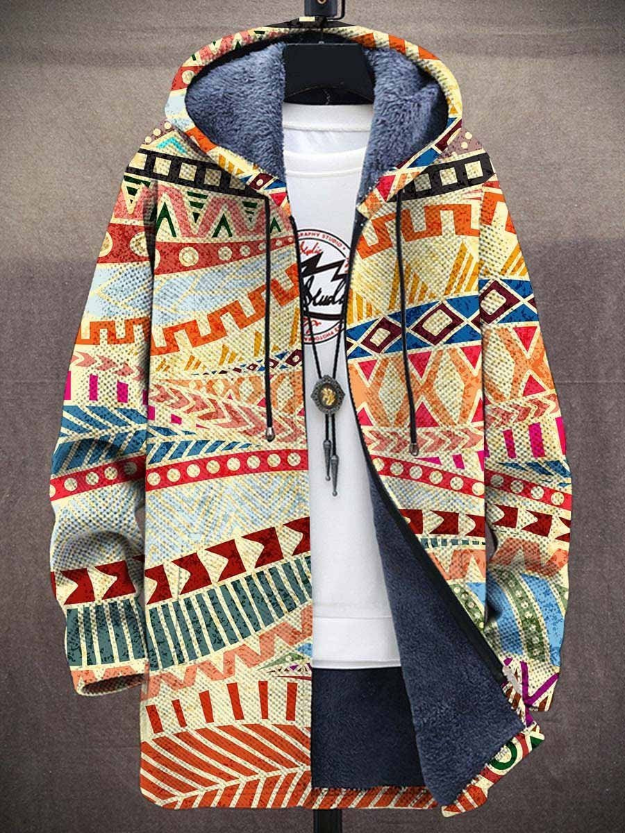 ELIZA & MAREN | CREAM RED HOODED CARDIGAN FOR WOMEN
