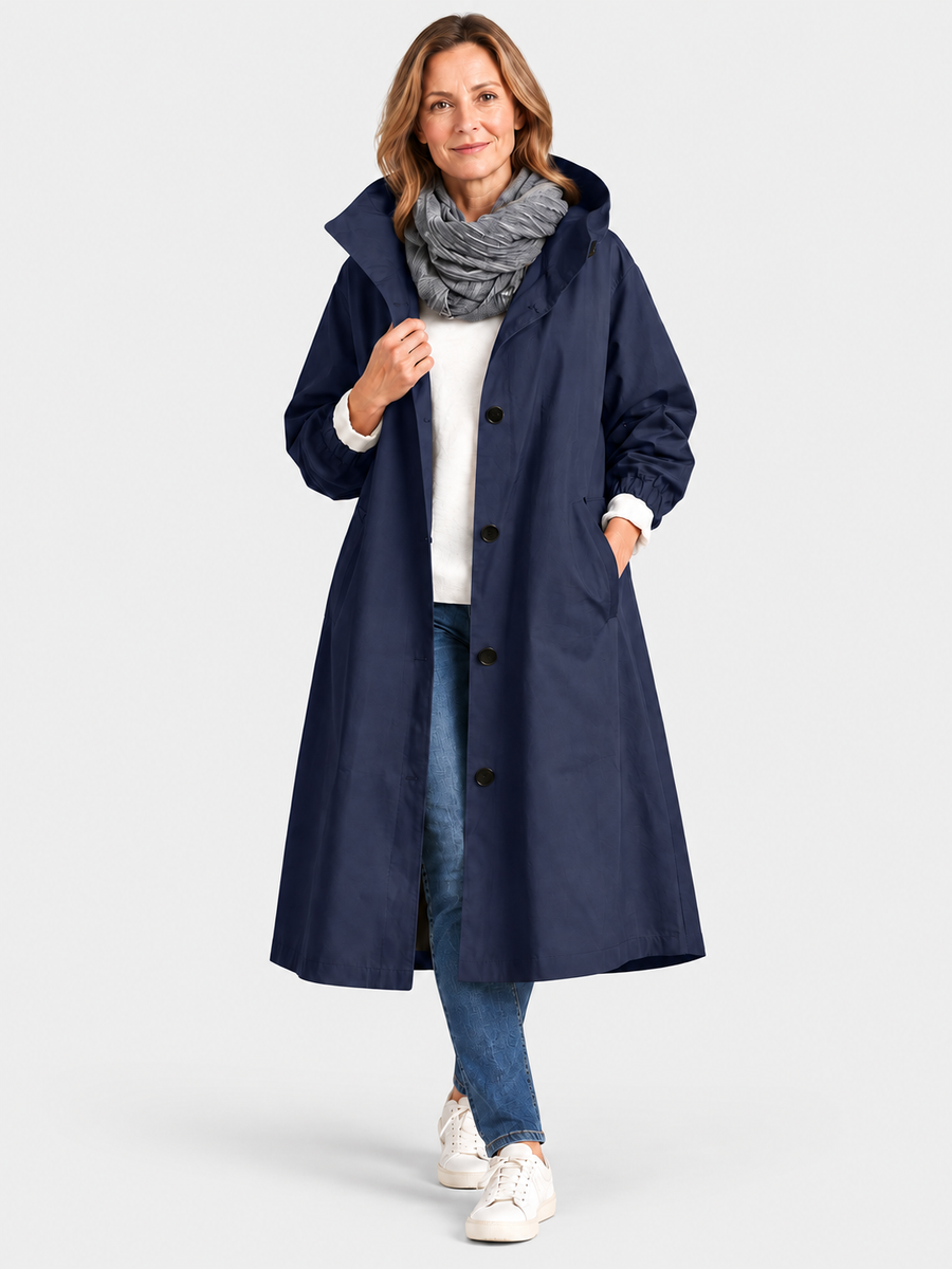 ELIZA & MAREN | LONG HOODED TRENCH COAT FOR WOMEN