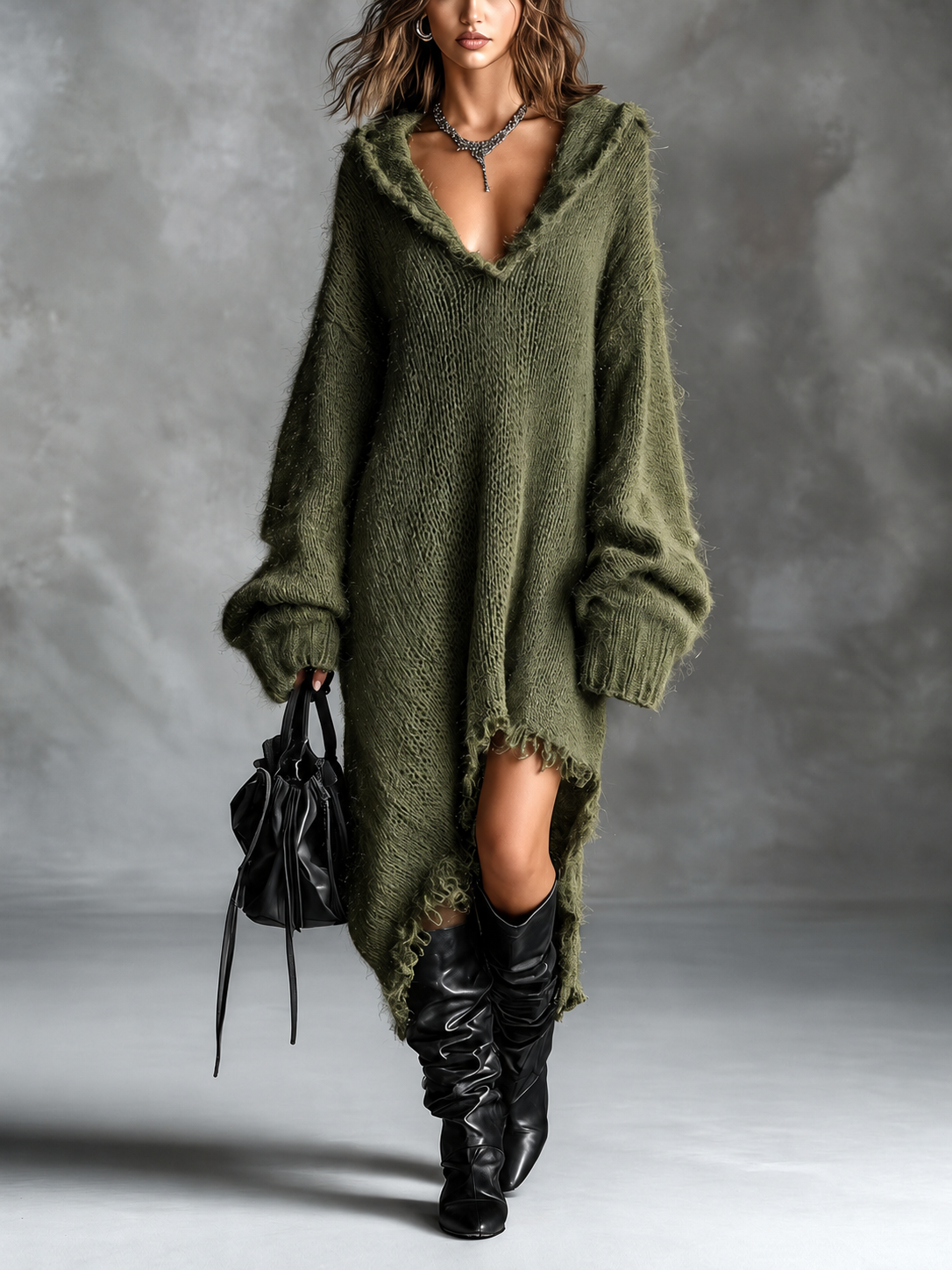 ELIZA & MAREN | OVERSIZED HOODED MIDI DRESS FOR WOMEN