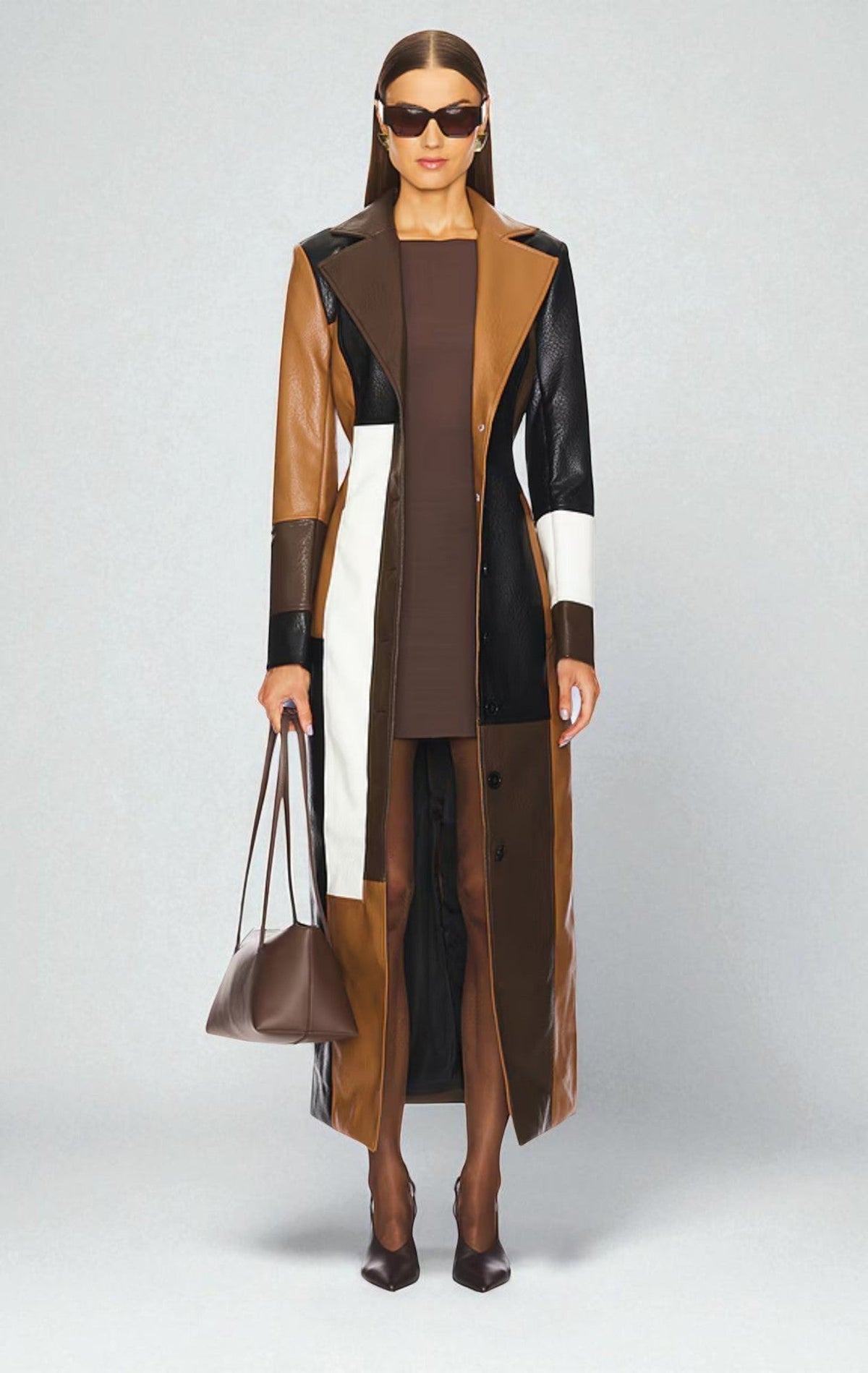 ELIZA & MAREN | COLOR BLOCK PANEL COAT FOR WOMEN