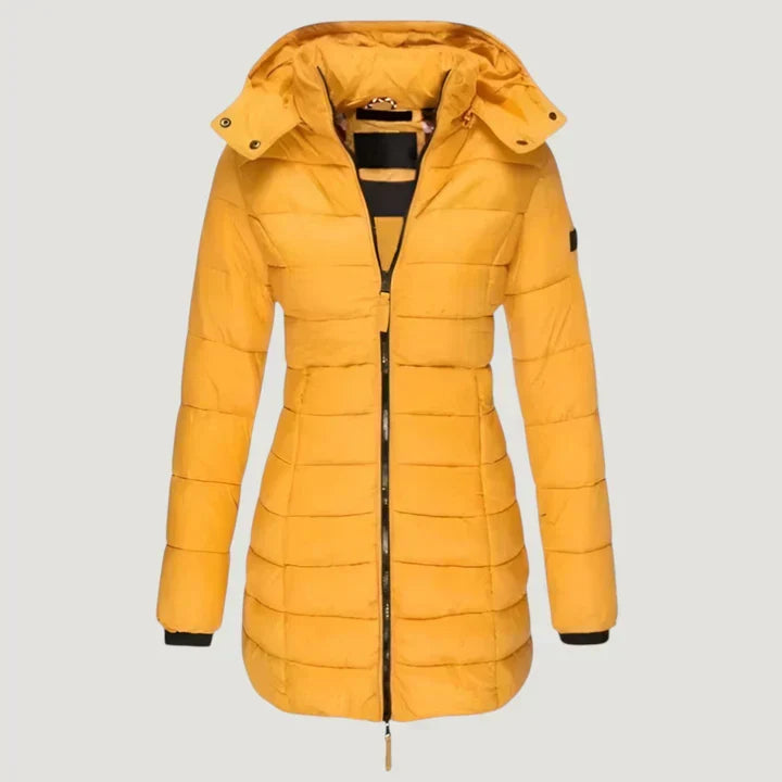 ELIZA & MAREN | HOODED PANEL QUILTED COAT FOR WOMEN