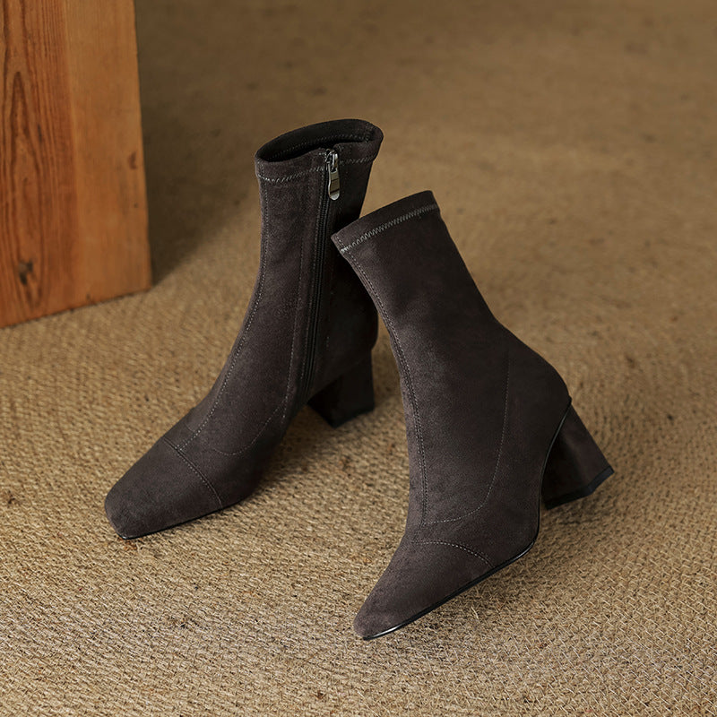 ELIZA & MAREN | SIDE ZIP HEELED BOOTS FOR WOMEN