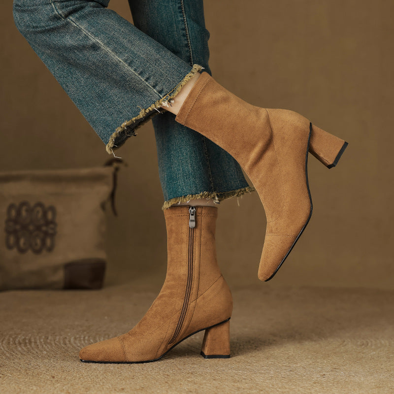 ELIZA & MAREN | SIDE ZIP HEELED BOOTS FOR WOMEN