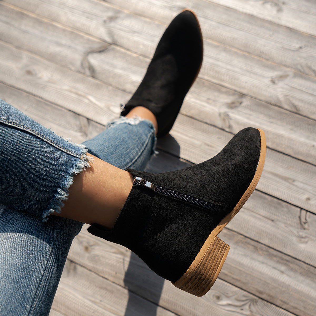 ELIZA & MAREN | ALMOND TOE ANKLE BOOTS FOR WOMEN