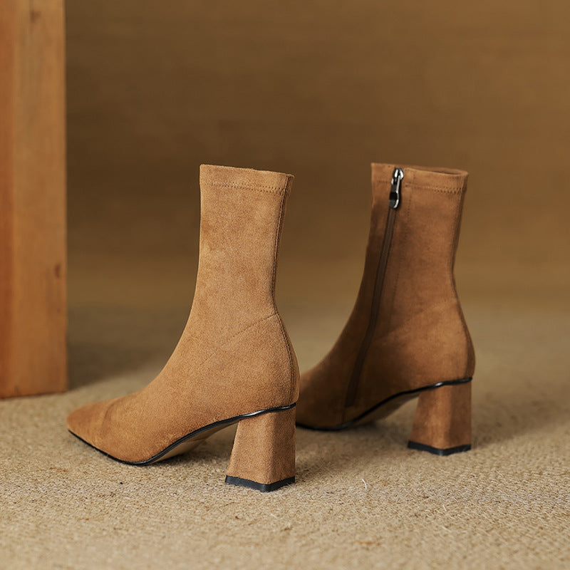 ELIZA & MAREN | SIDE ZIP HEELED BOOTS FOR WOMEN