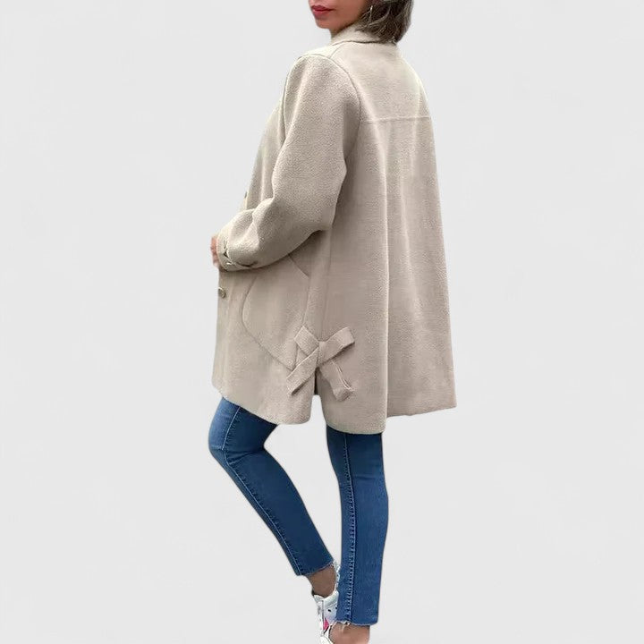 ELIZA & MAREN | SIDE BOW BUTTON COAT FOR WOMEN