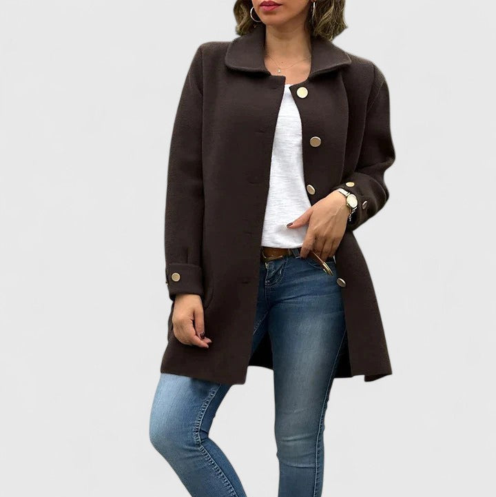 ELIZA & MAREN | SIDE BOW BUTTON COAT FOR WOMEN
