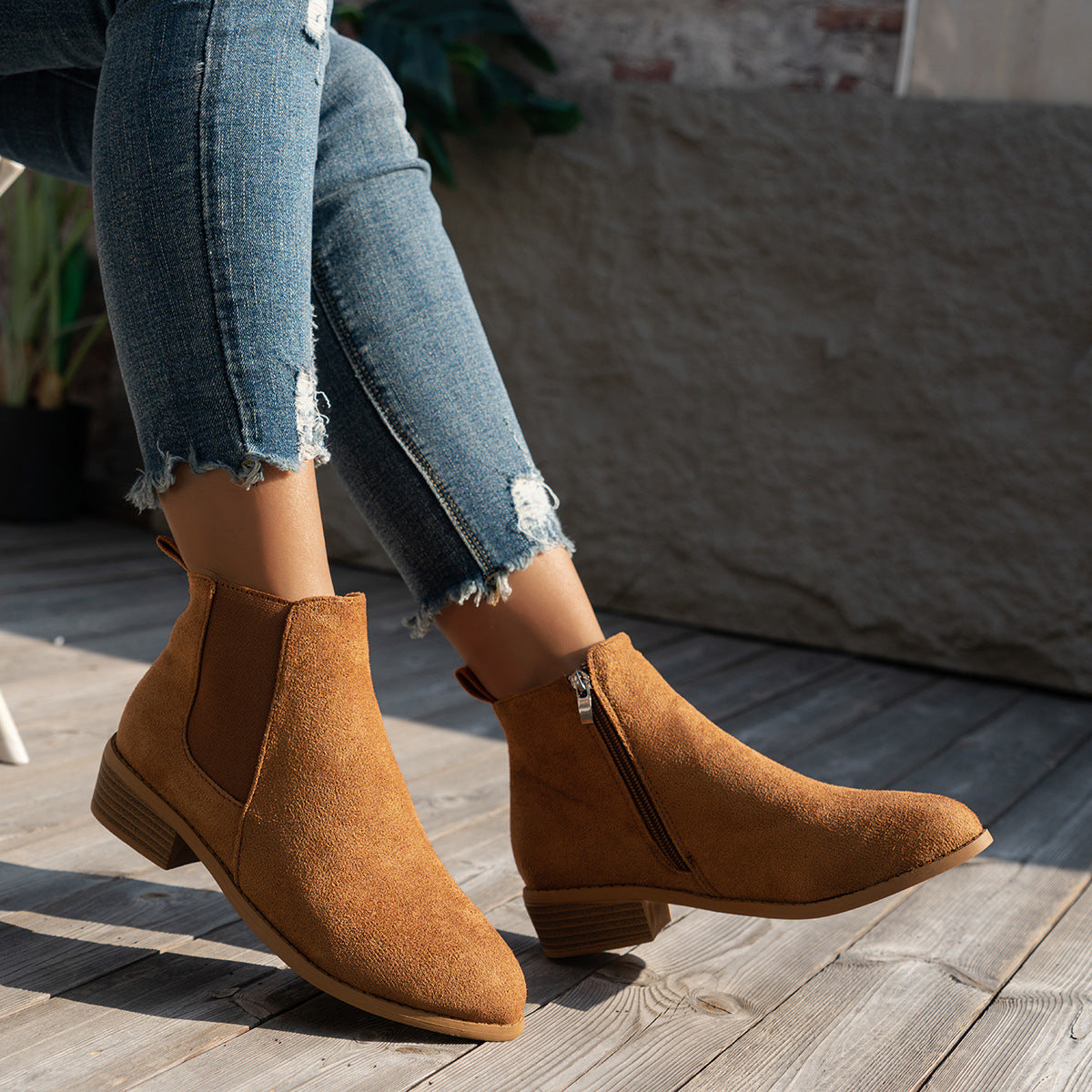 ELIZA & MAREN | ALMOND TOE ANKLE BOOTS FOR WOMEN