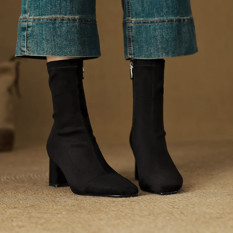 ELIZA & MAREN | SIDE ZIP HEELED BOOTS FOR WOMEN