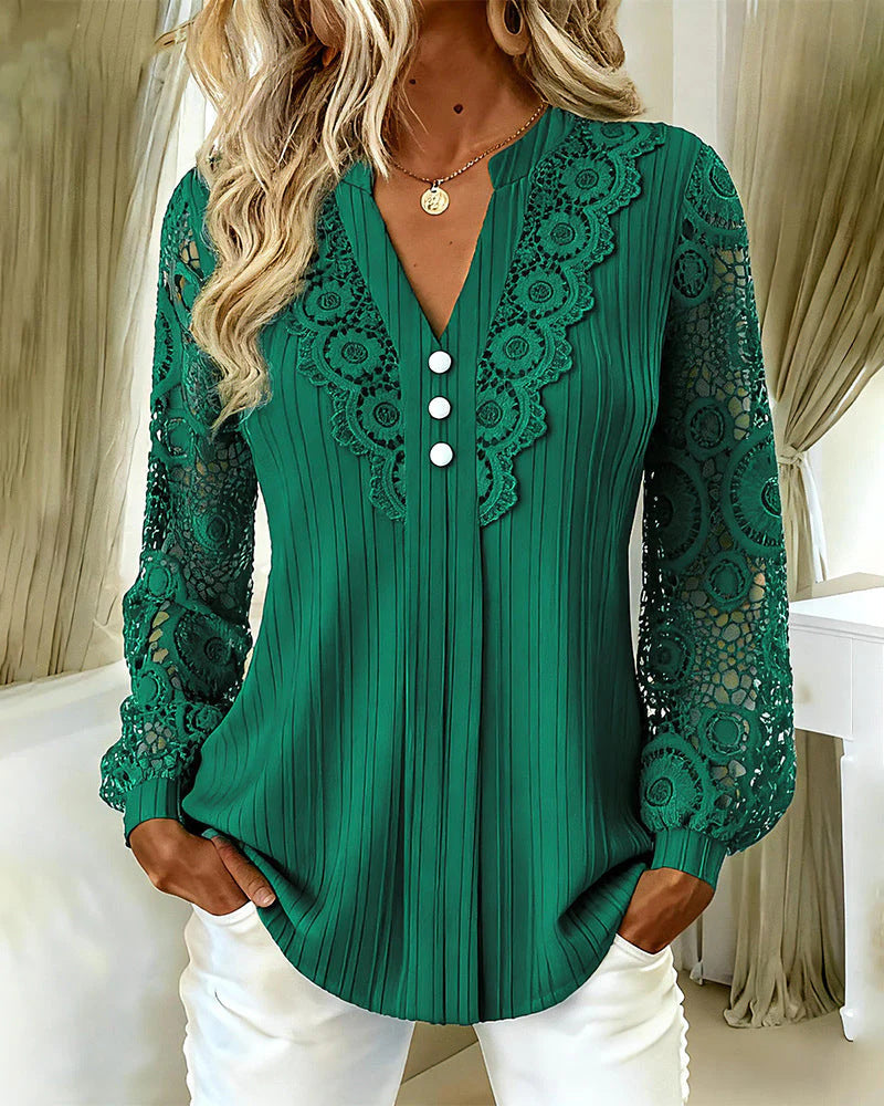ELIZA & MAREN | LACE V-NECK BLOUSE FOR WOMEN