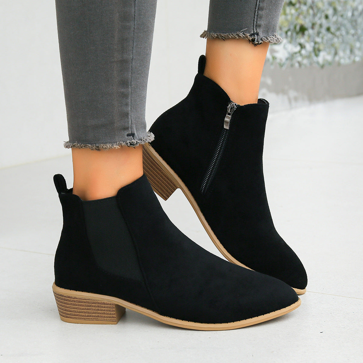 ELIZA & MAREN | ALMOND TOE ANKLE BOOTS FOR WOMEN