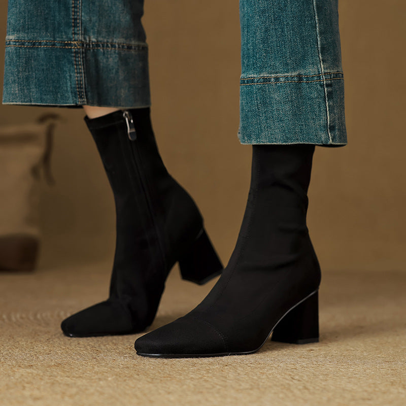 ELIZA & MAREN | SIDE ZIP HEELED BOOTS FOR WOMEN