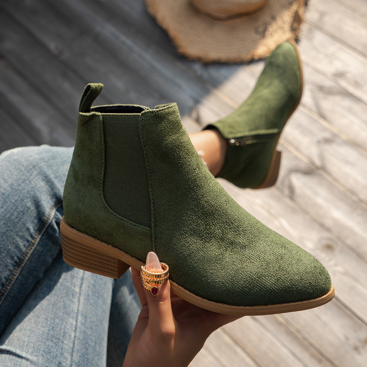 ELIZA & MAREN | ALMOND TOE ANKLE BOOTS FOR WOMEN