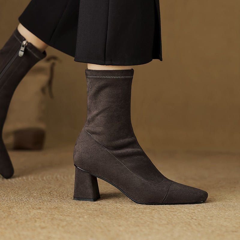 ELIZA & MAREN | SIDE ZIP HEELED BOOTS FOR WOMEN