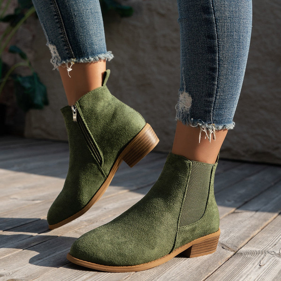 ELIZA & MAREN | ALMOND TOE ANKLE BOOTS FOR WOMEN
