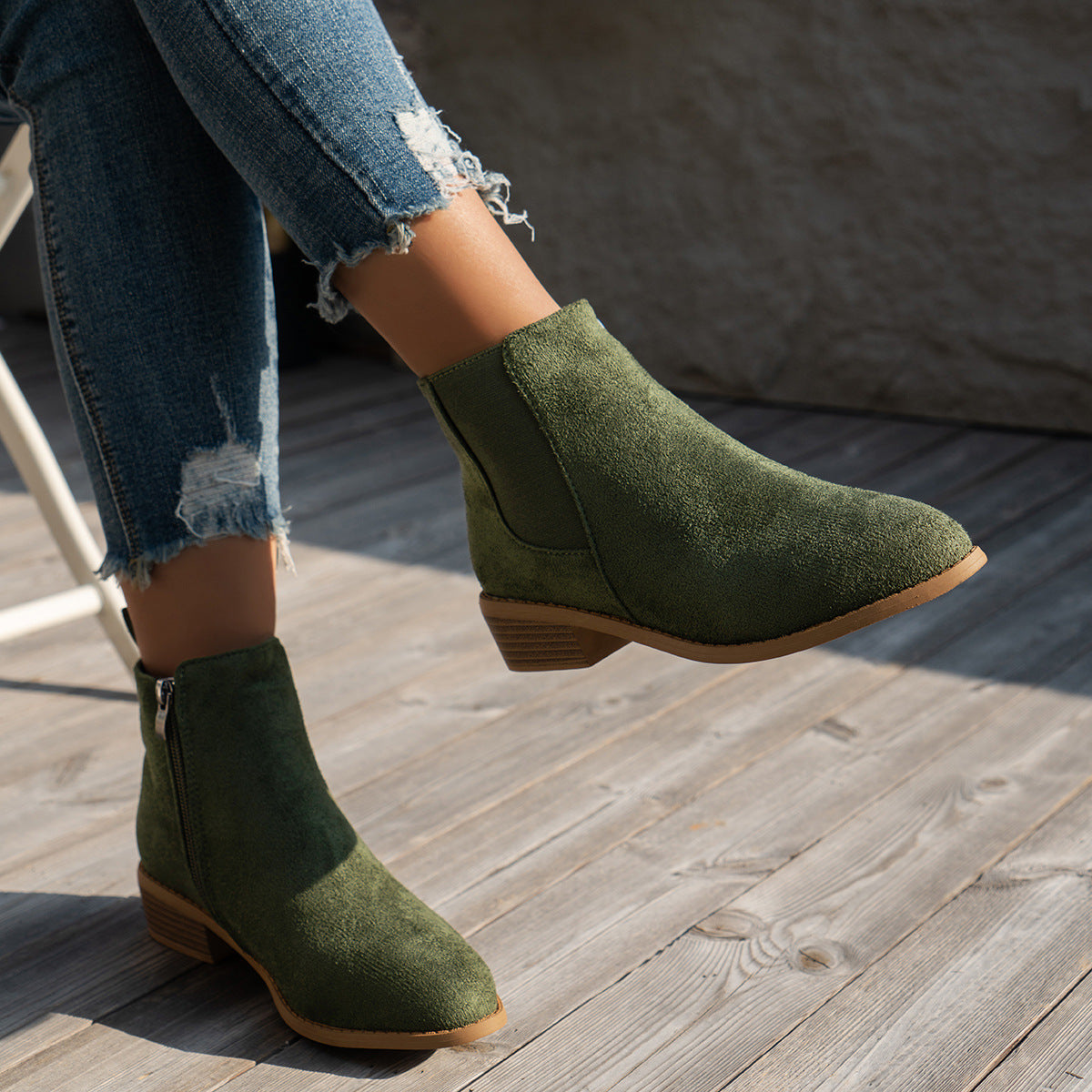 ELIZA & MAREN | ALMOND TOE ANKLE BOOTS FOR WOMEN
