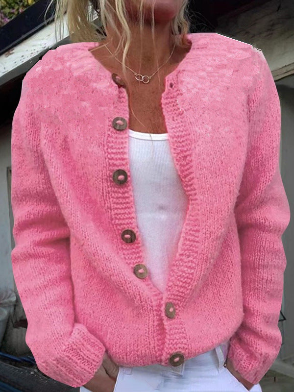 ELIZA & MAREN | SOLID KNIT BUTTON CARDIGAN FOR WOMEN