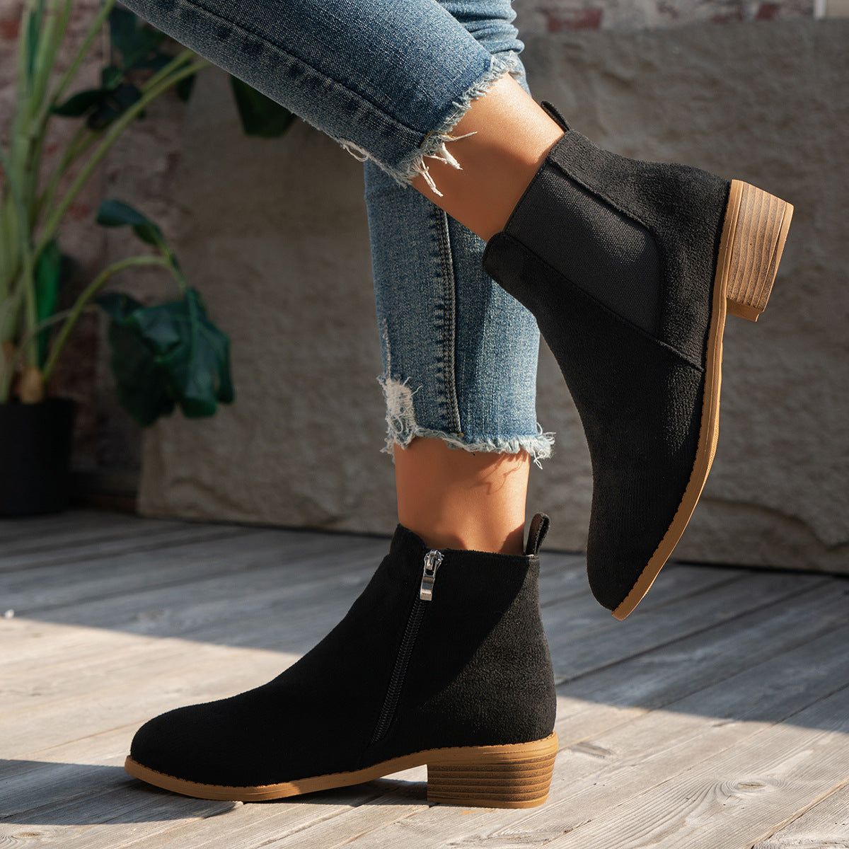 ELIZA & MAREN | ALMOND TOE ANKLE BOOTS FOR WOMEN