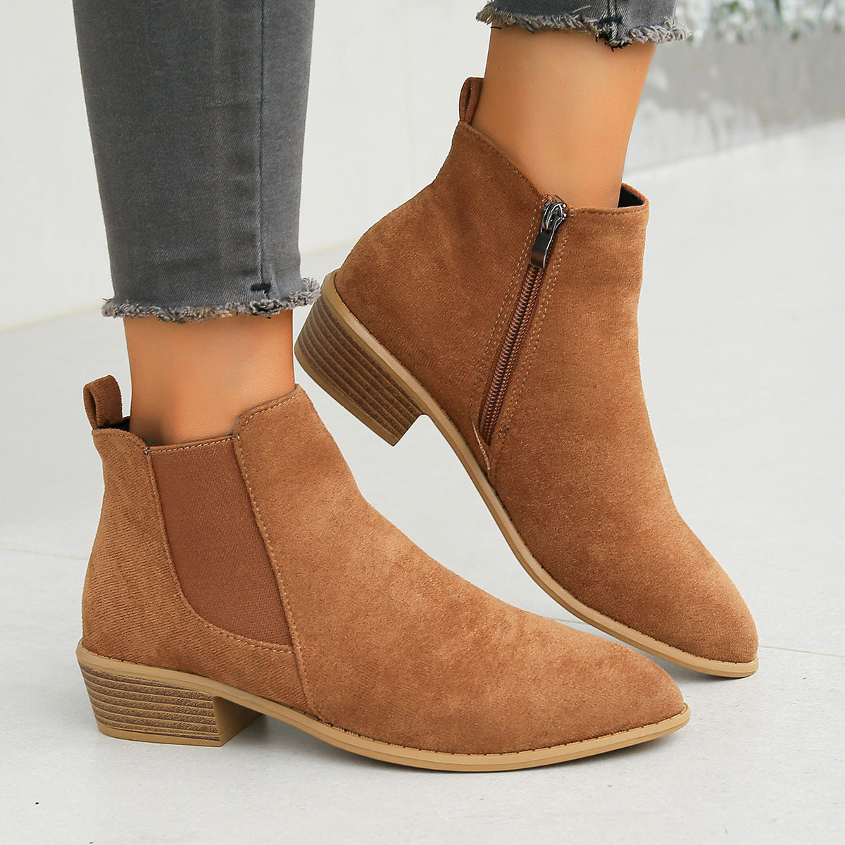 ELIZA & MAREN | ALMOND TOE ANKLE BOOTS FOR WOMEN