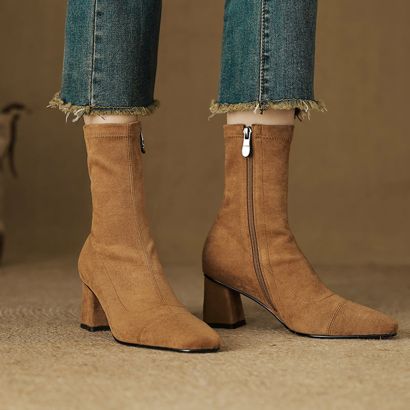 ELIZA & MAREN | SIDE ZIP HEELED BOOTS FOR WOMEN
