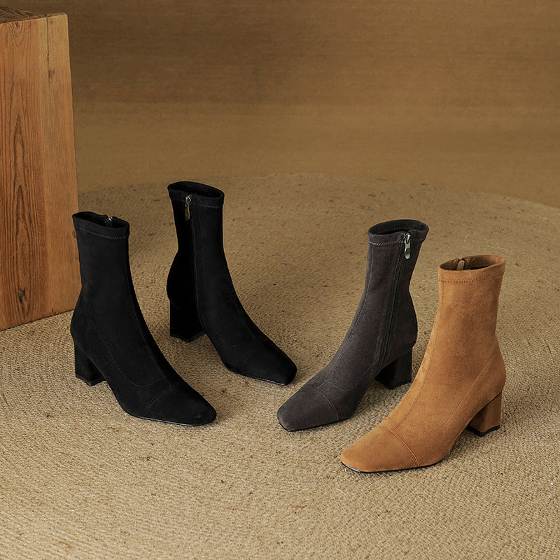 ELIZA & MAREN | SIDE ZIP HEELED BOOTS FOR WOMEN