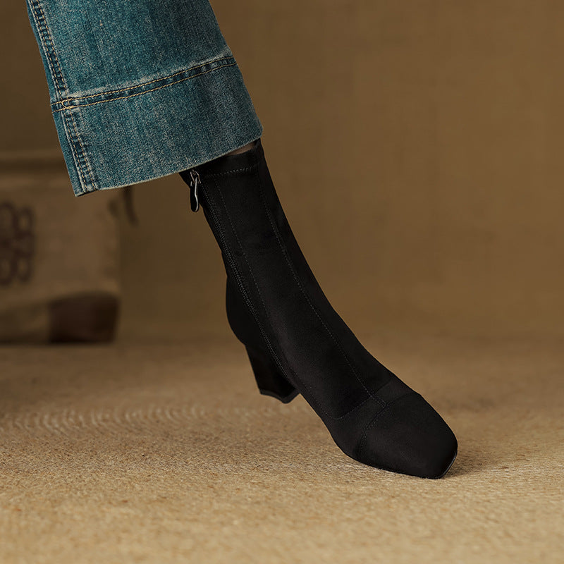 ELIZA & MAREN | SIDE ZIP HEELED BOOTS FOR WOMEN