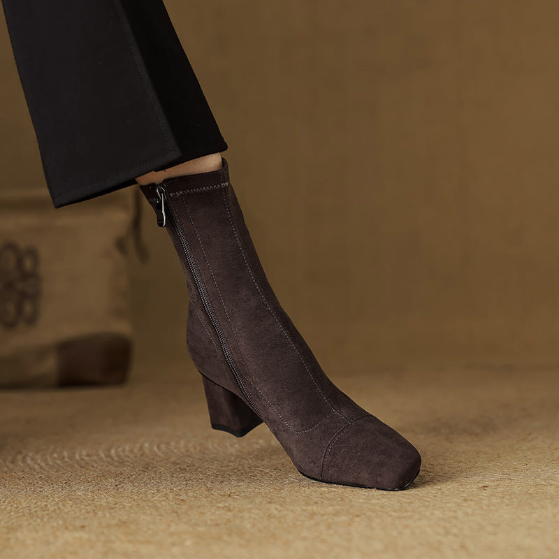 ELIZA & MAREN | SIDE ZIP HEELED BOOTS FOR WOMEN