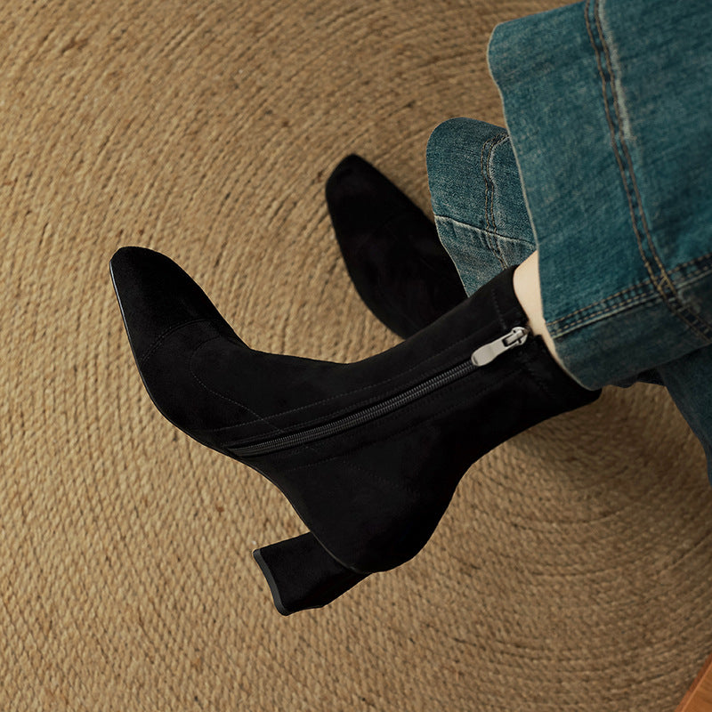 ELIZA & MAREN | SIDE ZIP HEELED BOOTS FOR WOMEN